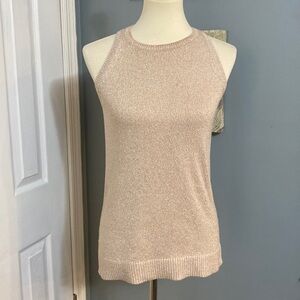 Loft Small Tank Sweater with Shimmery Gold Knitting